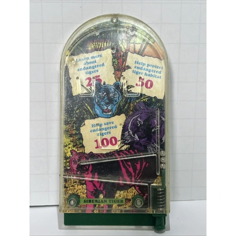 Pinball Toy Wendys 1993 Endangered Siberian Tigers Game Tested Works Vintage